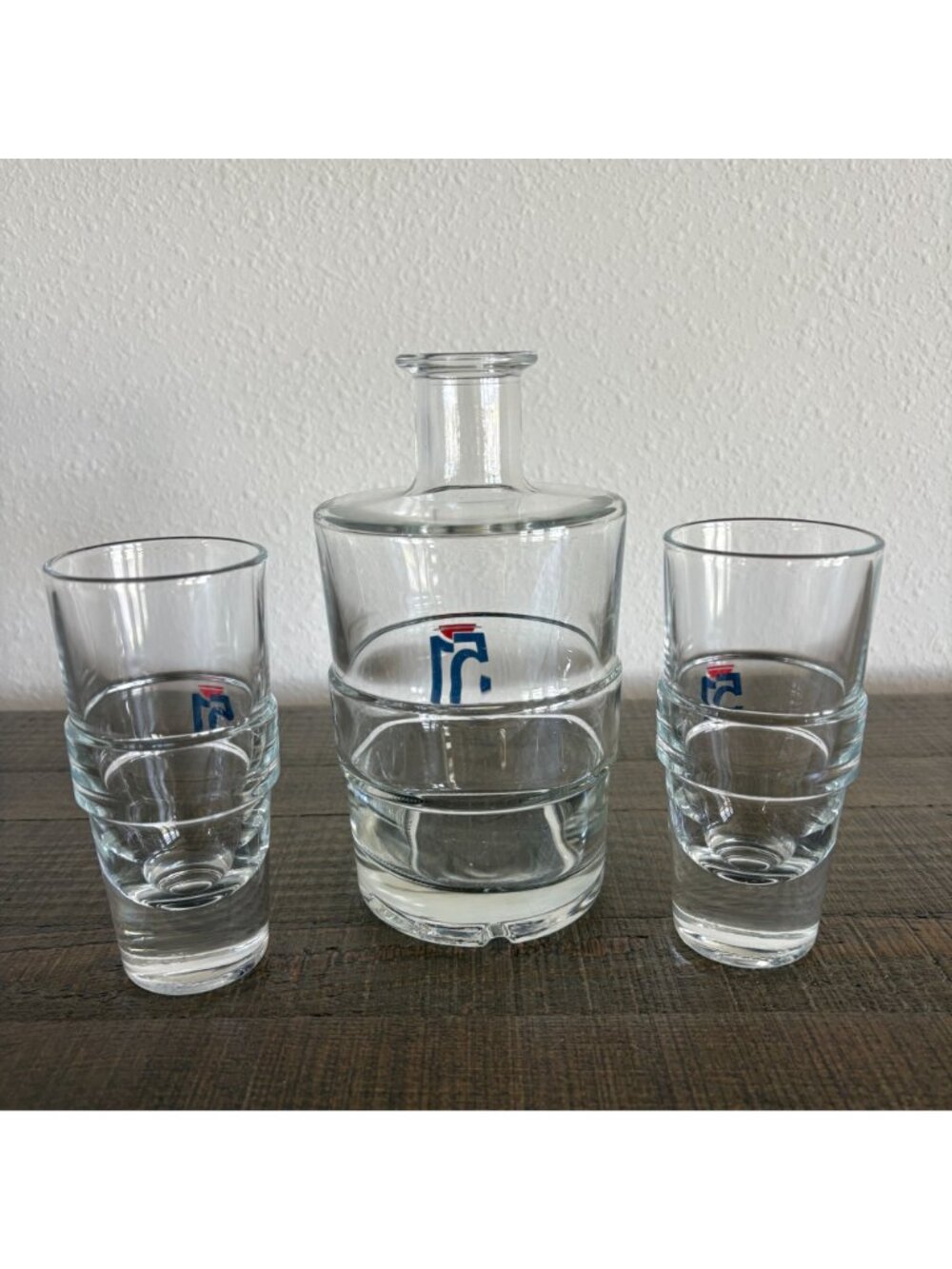 Vintage Pastis 51 WaterBarrel Carafe Set of 2 Glasses Shot Glass Retro Barware - Picture 4 of 9